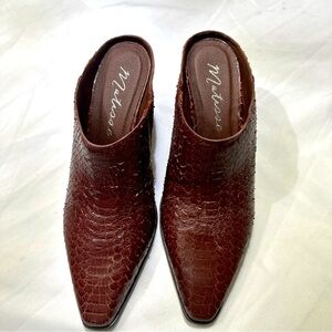 Matisse Mccarthy Snake Square Toe Block Heels Mules Womens Red Dress ~ Size 8.5
